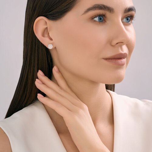 Пусеты Diamant 94-322-02384-2 вес 2.7 г серебро, кварц купить,NaN