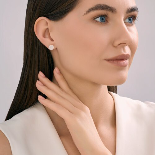 Пусеты Diamant 94-322-02384-2 вес 2.7 г серебро, кварц купить,NaN