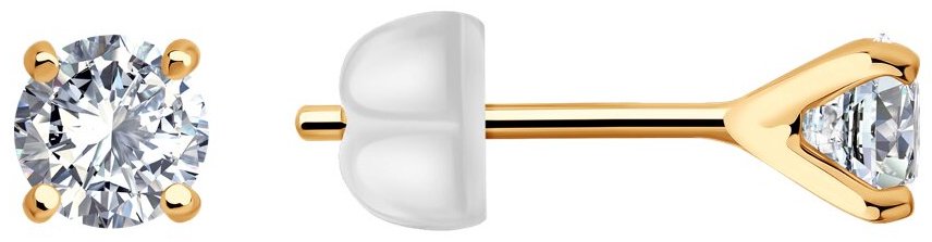 Пусеты Diamant 51-122-02873-1 вес 0.7 г золото, фианит купить,NaN