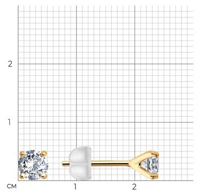 Пусеты Diamant 51-122-02873-1 вес 0.73 г золото, фианит купить,NaN