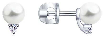 Пусеты SOKOLOV 94023061_s вес 1.36 г серебро, фианит, жемчуг купить,NaN