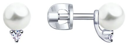 Пусеты SOKOLOV 94023061_s вес 1.36 г серебро, фианит, жемчуг купить,NaN