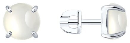 Пусеты Diamant 94-322-02384-3 вес 2.82 г серебро, лунный камень купить,NaN