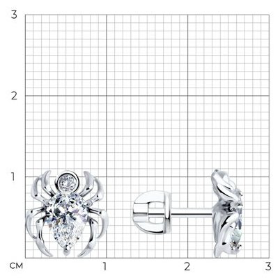 Пусеты SOKOLOV 94026650 вес 2.63 г серебро, фианит купить,NaN