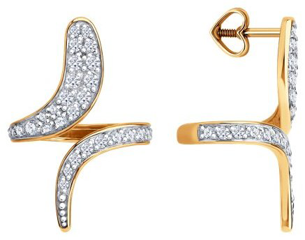 Пусеты Diamant 51-122-02967-1 вес 3.48 г золото, фианит купить,NaN