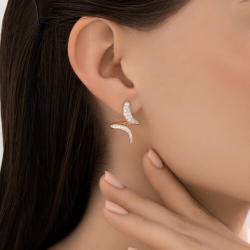 Пусеты Diamant 51-122-02967-1 вес 3.48 г золото, фианит купить,NaN
