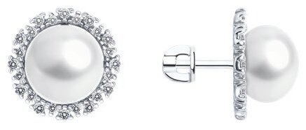 Пусеты Diamant 94-322-02678-1 вес 5.56 г серебро, фианит купить,NaN
