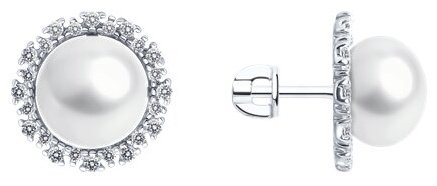 Пусеты Diamant 94-322-02678-1 вес 5.56 г серебро, фианит купить,NaN