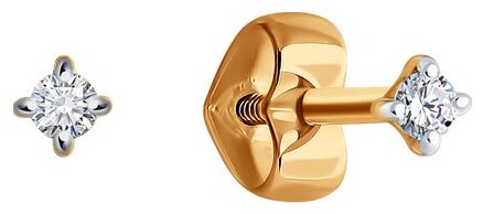Пусеты Diamant 51-222-01926-1 вес 0.58 г золото, бриллиант купить,NaN