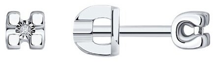 Пусеты SOKOLOV 87020108 вес 1.34 г серебро, бриллиант купить,NaN