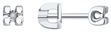 Пусеты SOKOLOV 87020108 вес 1.34 г серебро, бриллиант купить,NaN