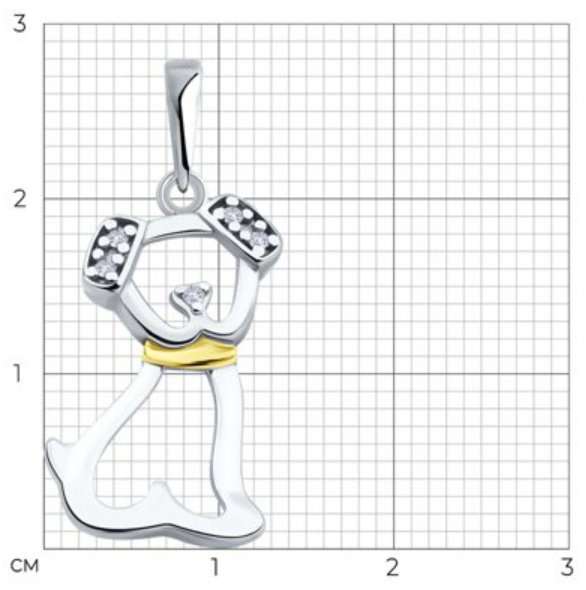 Подвеска Diamant 94-130-02269-1 вес 0.9 г серебро, фианит купить,NaN