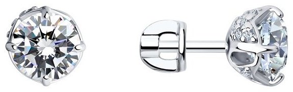 Пусеты SOKOLOV 94023210 вес 2.6 г серебро, фианит купить,NaN