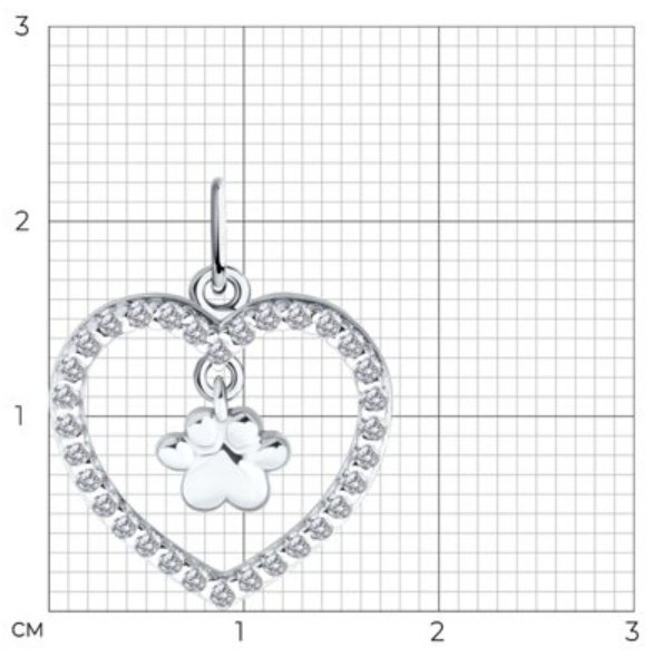 Подвеска Diamant 94-130-02309-1 вес 1 г серебро, фианит купить,NaN