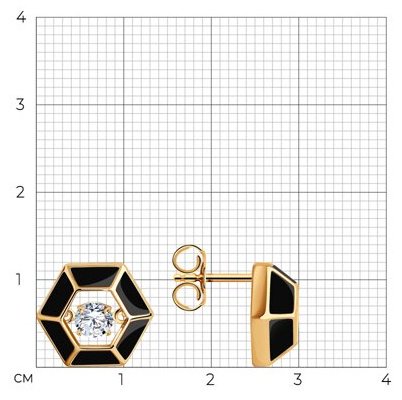 Пусеты Diamant А93-122-01853-1С вес 2.82 г серебро, фианит, эмаль купить,NaN