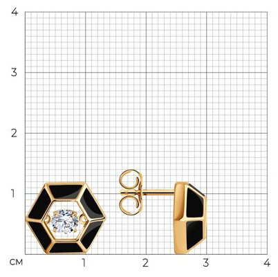 Пусеты Diamant А93-122-01853-1С вес 2.82 г серебро, фианит, эмаль купить,NaN