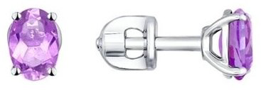 Пусеты SOKOLOV 92021093-sk17 вес 1.22 г серебро, аметист купить,NaN