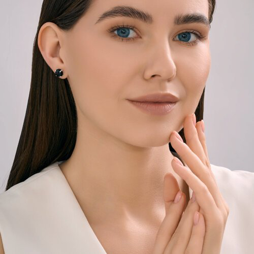 Пусеты Diamant D94-322-02384-1A вес 2.67 г серебро, агат купить,NaN