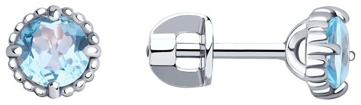 Пусеты SOKOLOV 92022387 вес 1.79 г серебро, топаз купить,NaN
