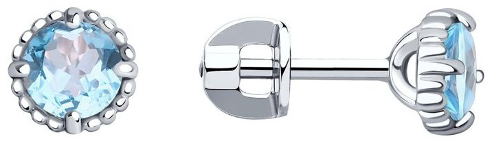Пусеты SOKOLOV 92022387 вес 1.79 г серебро, топаз купить,NaN