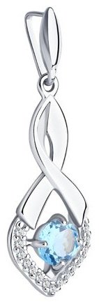 Подвеска Diamant 94-330-00380-1 вес 1.6 г серебро, топаз, фианит купить,NaN