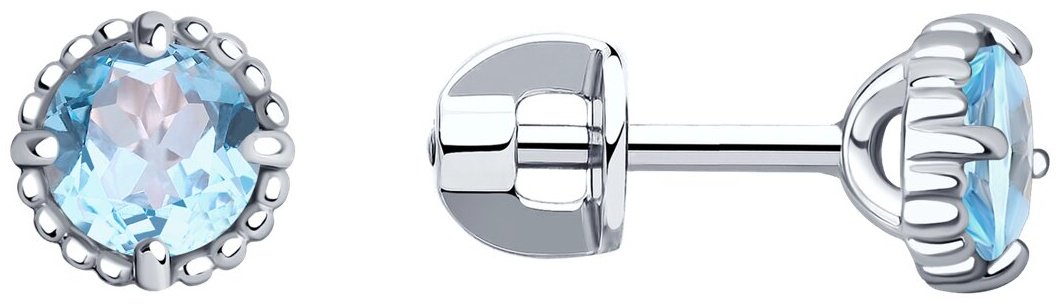 Пусеты SOKOLOV 92022387 вес 1.81 г серебро, топаз купить,NaN