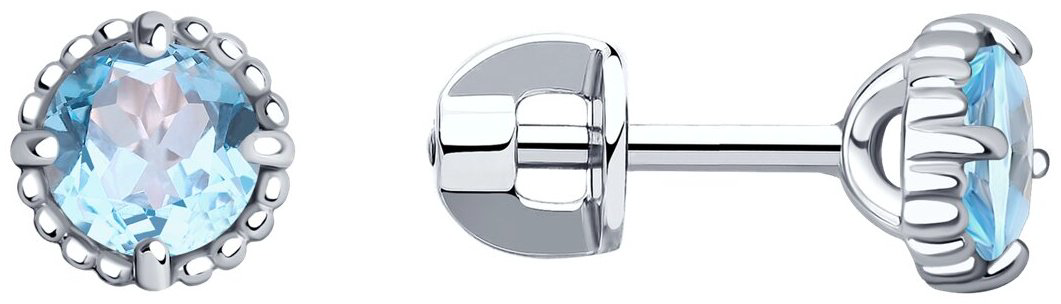 Пусеты SOKOLOV 92022387 вес 1.81 г серебро, топаз купить,NaN