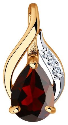 Подвеска Diamant 51-330-00985-2 вес 0.67 г золото, гранат, фианит купить,NaN