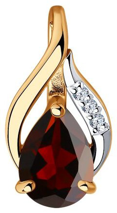 Подвеска Diamant 51-330-00985-2 вес 0.67 г золото, гранат, фианит купить,NaN