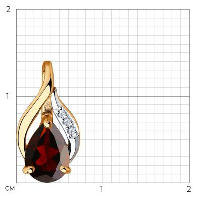 Подвеска Diamant 51-330-00985-2 вес 0.67 г золото, гранат, фианит купить,NaN