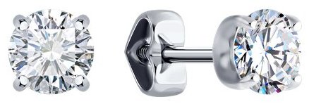 Пусеты Diamant 52-122-02090-1 вес 1.45 г золото, фианит купить,NaN