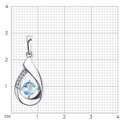 Подвеска Diamant 94-330-00695-1 вес 1.23 г серебро, топаз, фианит купить,NaN