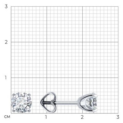 Пусеты Diamant 52-122-02090-1 вес 1.45 г золото, фианит купить,NaN