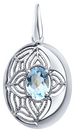 Подвеска Diamant 94-330-01861-1 вес 1.55 г серебро, топаз купить,NaN