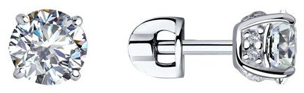 Пусеты SOKOLOV 94023494 вес 2.2 г серебро, фианит купить,NaN