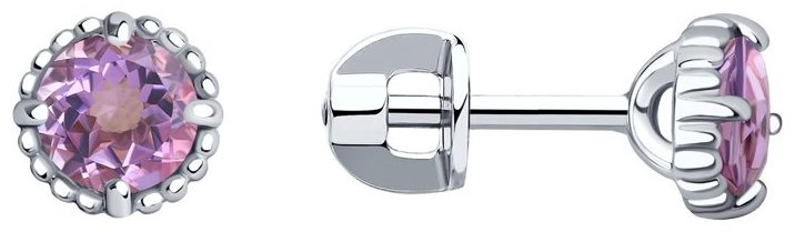 Пусеты SOKOLOV 92022388 вес 1.72 г серебро, аметист купить,NaN