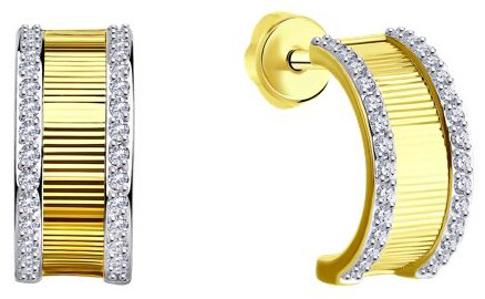 Пусеты Diamant 53-122-01580-1 вес 3.01 г золото, фианит купить,NaN