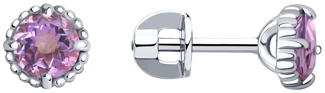 Пусеты SOKOLOV 92022388 вес 1.72 г серебро, аметист купить,NaN