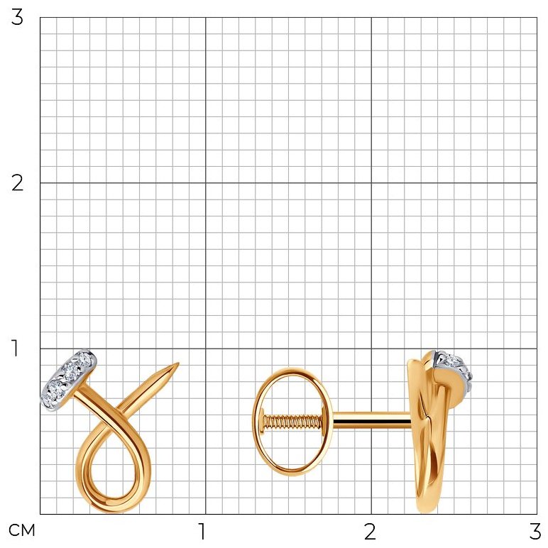Пусеты SOKOLOV 0200413 вес 1.52 г золото, фианит купить,NaN
