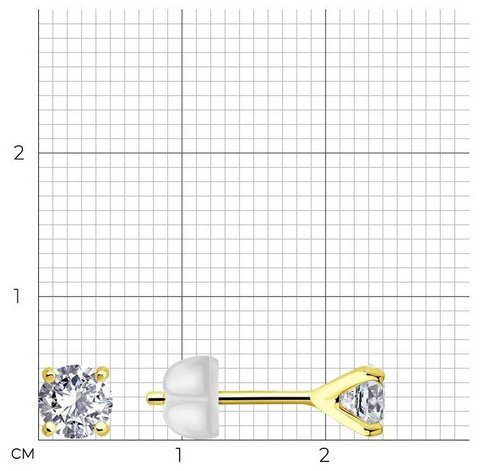 Пусеты Diamant 53-122-02873-1 вес 0.73 г золото, фианит купить,NaN