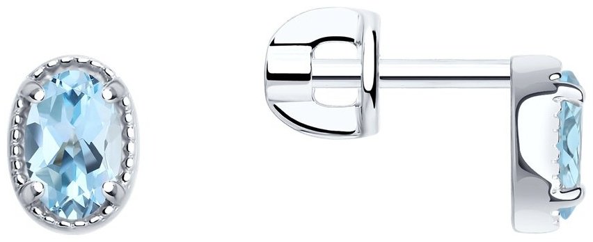 Пусеты SOKOLOV 92022543 вес 1.71 г серебро, топаз купить,NaN