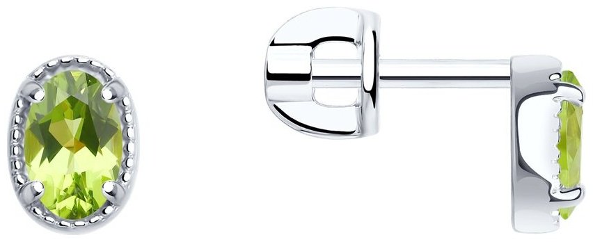 Пусеты SOKOLOV 92022544 вес 1.65 г серебро, хризолит купить,NaN