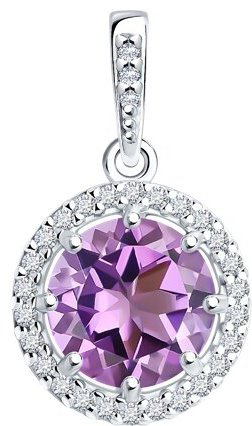 Подвеска Diamant 94-330-02052-3 вес 1.35 г серебро, аметист купить,NaN