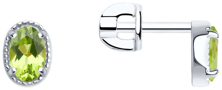 Пусеты SOKOLOV 92022544 вес 1.68 г серебро, хризолит купить,NaN