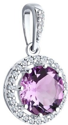 Подвеска Diamant 94-330-02052-3 вес 1.35 г серебро, аметист купить,NaN
