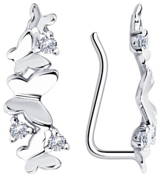 Пусеты Diamant 94-120-01169-1 вес 1.15 г серебро, фианит купить,NaN