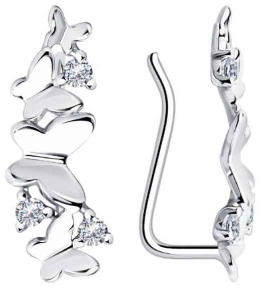 Пусеты Diamant 94-120-01169-1 вес 1.15 г серебро, фианит купить,NaN