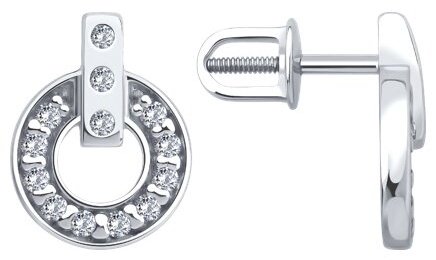 Пусеты Diamant 94-120-02241-1 вес 1.82 г серебро, фианит купить,NaN