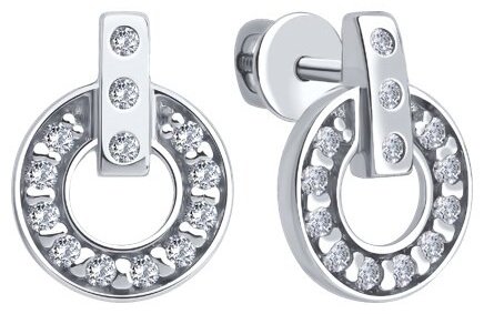 Пусеты Diamant 94-120-02241-1 вес 1.82 г серебро, фианит купить,NaN