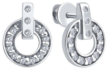 Пусеты Diamant 94-120-02241-1 вес 1.82 г серебро, фианит купить,NaN